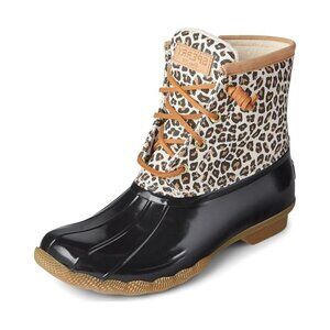 NEW Sperry Womens Saltwater Rain Boot sz 3.5 animal print